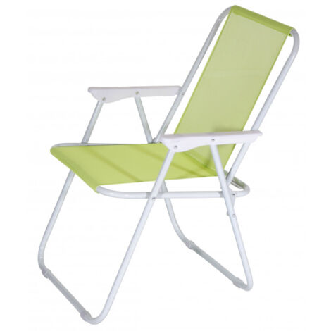 Chaise pliante enfant vert lime – Structure en tube d'acier Ø 18 mm – Assise textilène 1x1 – Dimensions 52x44x75 cm – Poids max 110 kg