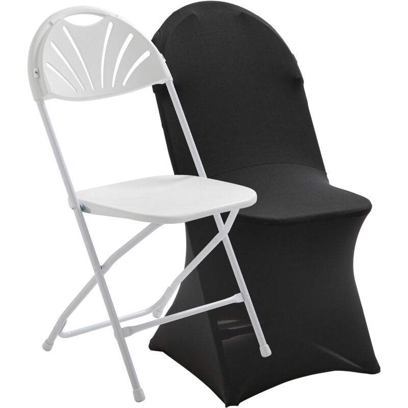 REKKEM Chaise pliante blanche et housse de chaise noire