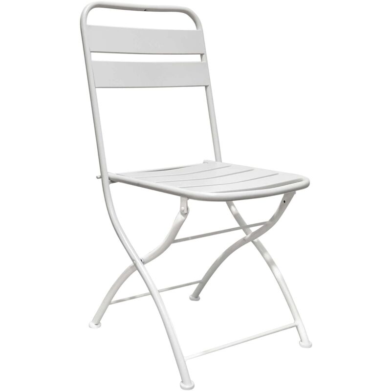 Magazzini Cosma - Chaise pliante extérieure avec lattes de métal de style industriel White - White