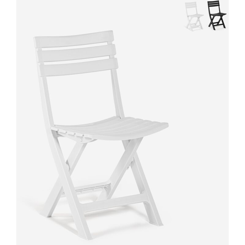 Chaise pliante gain de place en polypropylène blanc noir jardin Closy - Blanc