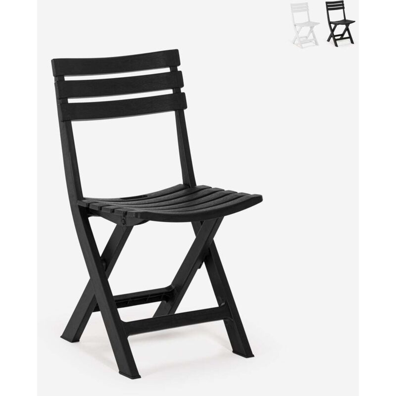 Chaise pliante gain de place en polypropylène blanc noir jardin Closy - Noir