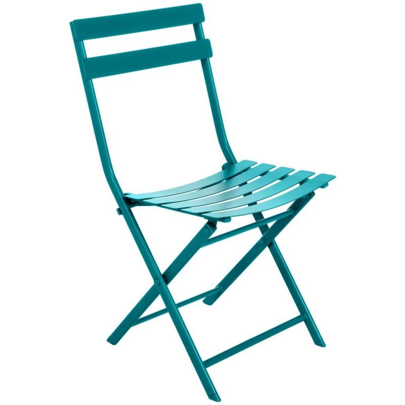 Chaise de jardin pliante Greensboro bleu canard en acier traité époxy - Hespéride