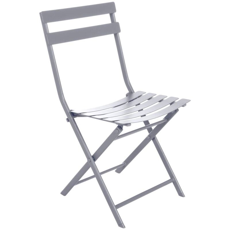 Chaise de jardin pliante Greensboro gris quartz en acier traité époxy - Hespéride