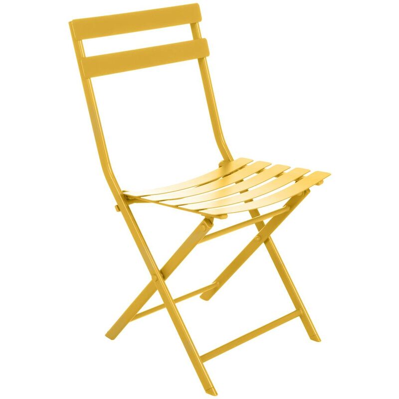 Chaise de jardin pliante Greensboro moutarde en acier traité époxy - Hespéride