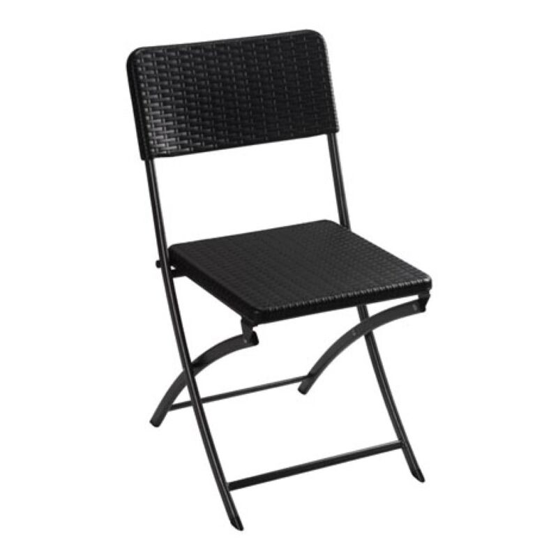 Chaise pliante, résistant aux intempéries, aspect rotin, max. 300 kg, noir - Perel