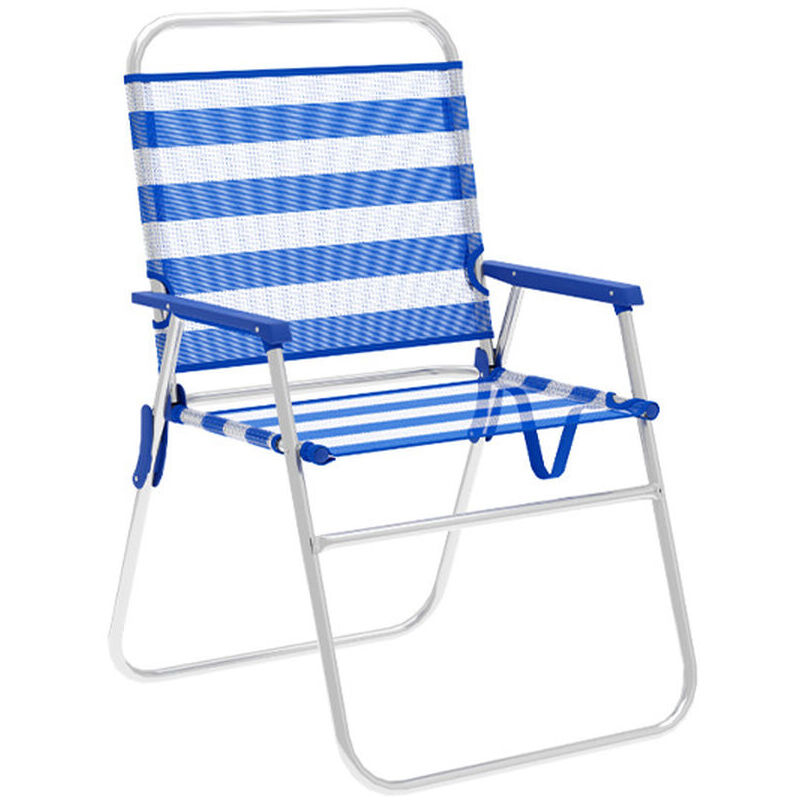 Marbueno Chaise Pliante Aluminium Rayures Bleu et Blanc Plage et Piscine 52X56X80 cm 10313