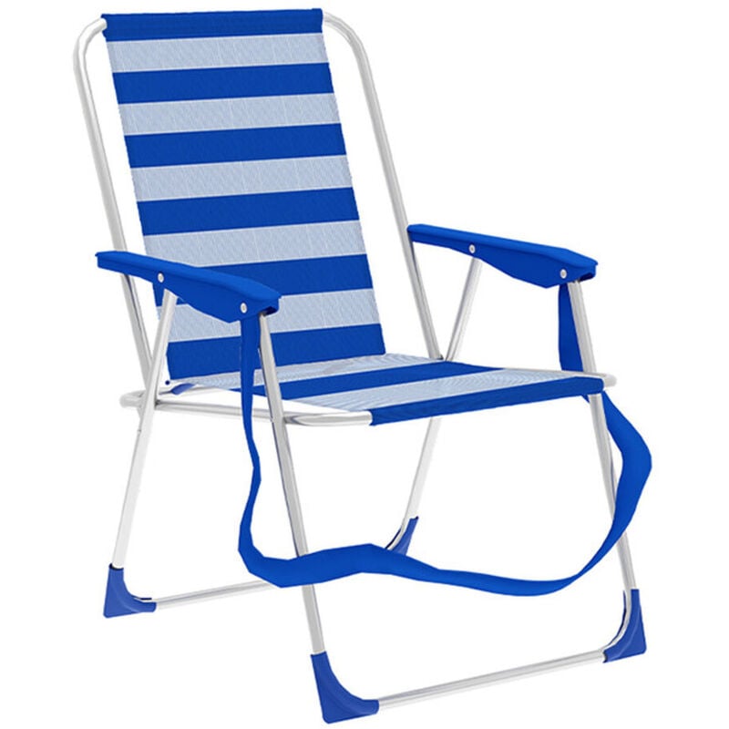 Marbueno Chaise Pliante Aluminium Rayures Bleu et Blanc Plage et Piscine 53X56X78 cm 10312