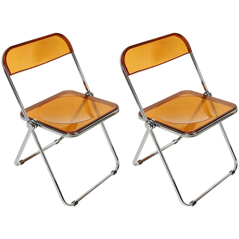 2x Chaise Pliante Moderne en Acrylique Transparent - Chaise Pliante empilable en Cristal - Siège de Salon en Plastique PC - Cadre chromé et Chaise