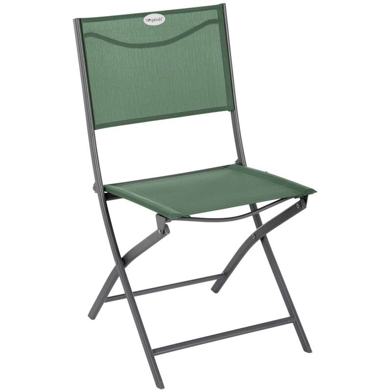 Lot de 4 chaises de jardin pliantes Modula vert olive & graphite en acier traité époxy - Hespéride