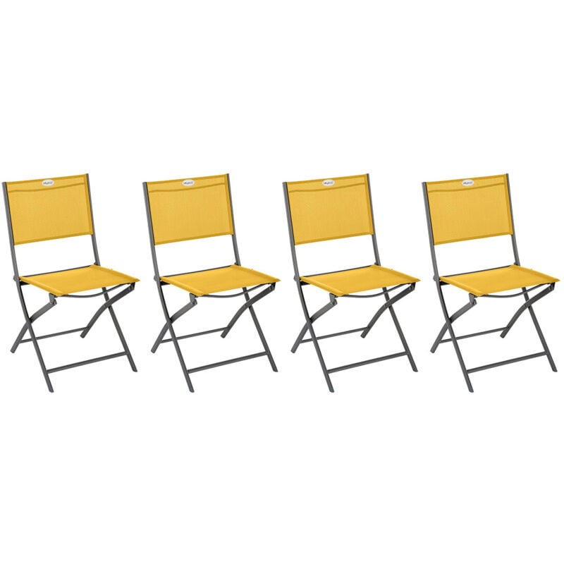 Lot de 4 chaises de jardin pliantes Modula jaune moutarde & graphite en acier traité époxy - Hespéride