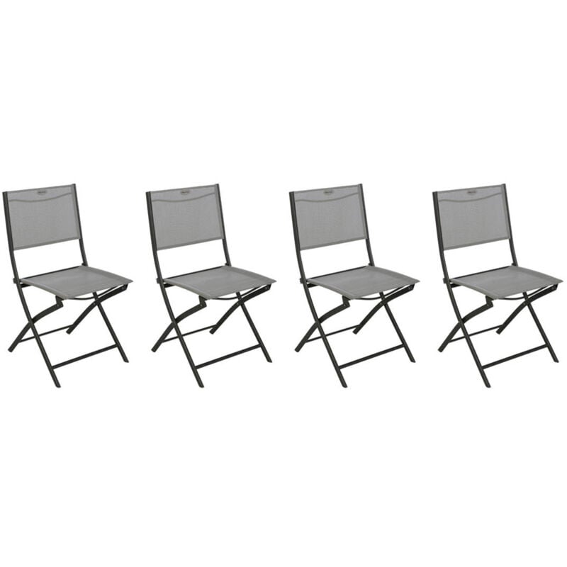 Lot de 4 chaises de jardin pliantes Modula galet & graphite acier traité époxy - Hespéride