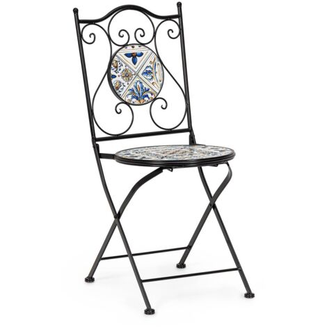 Chaise Pliante Mykonos - Structure en Acier et Plateau en Céramique - 120x80x75 cm