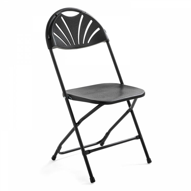 Oviala - Chaise pliante noire en plastique - Noir