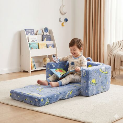 Chaise pliante pour tout-petits, canapé-lit pliable en peluche douce phosphorescente pour enfants, transat confortable pour bébés filles et garçons