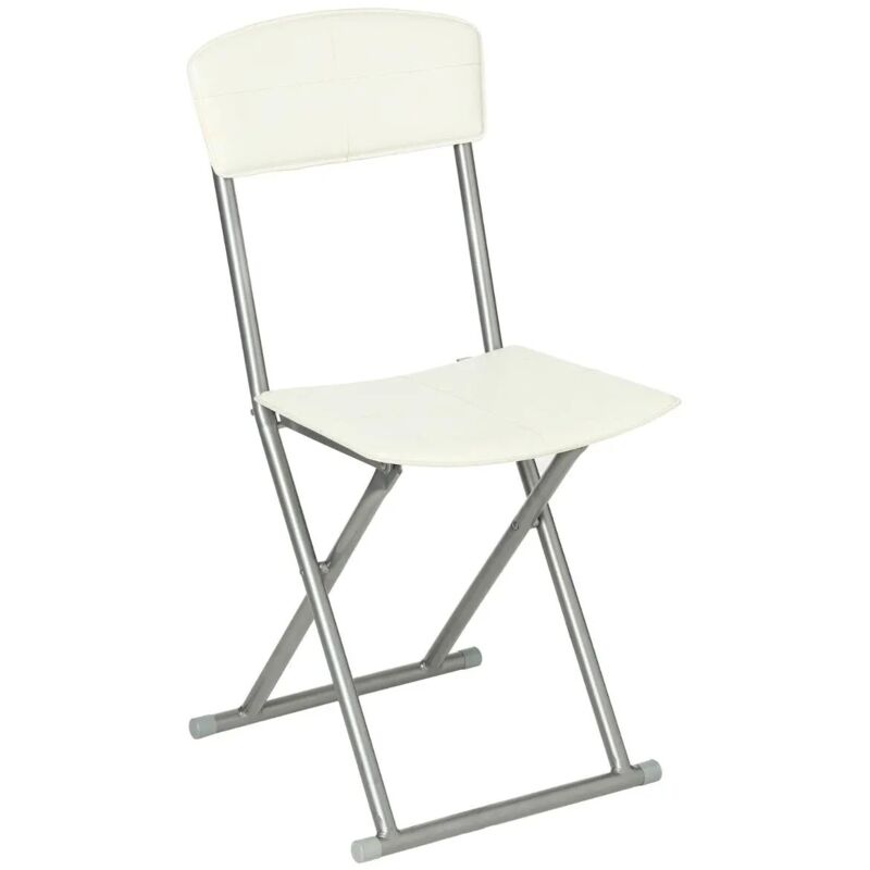 Atmosphera - Chaise pliante pvc simili Blanche Five