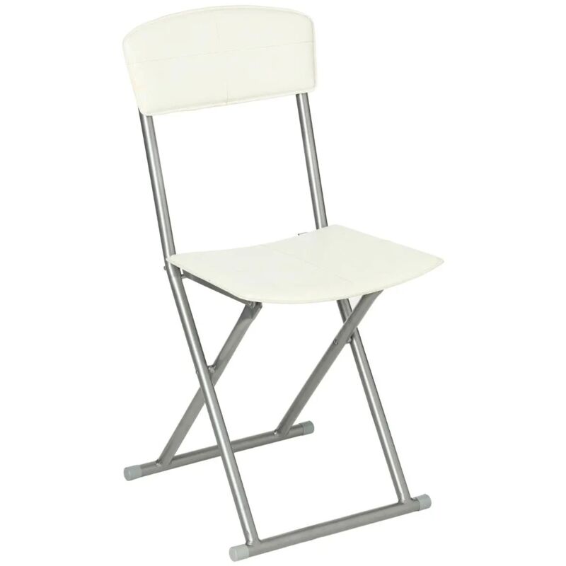 Atmosphera - Chaise pliante pvc simili Blanche Five