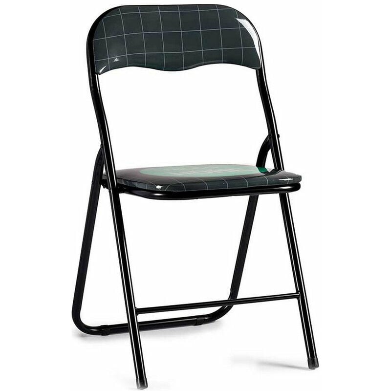 Chaise pliable pvc brillant pates noires home 48x44x79cm - Noir et Turquoise