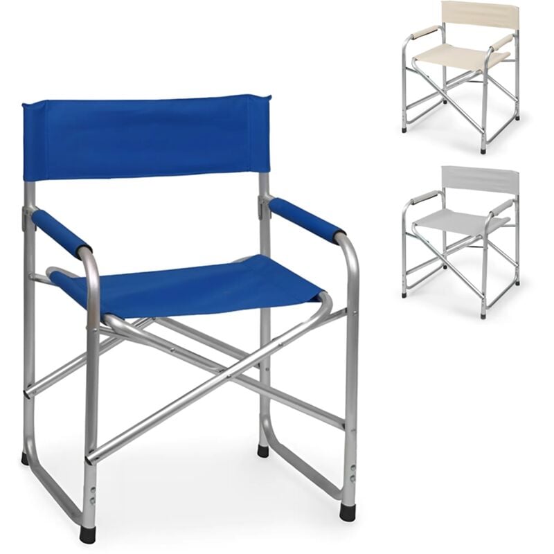 Mediawave Store - Chaise pliante Textilene aluminium et tissu onshore 55x57x82cm Couleur: Bleu