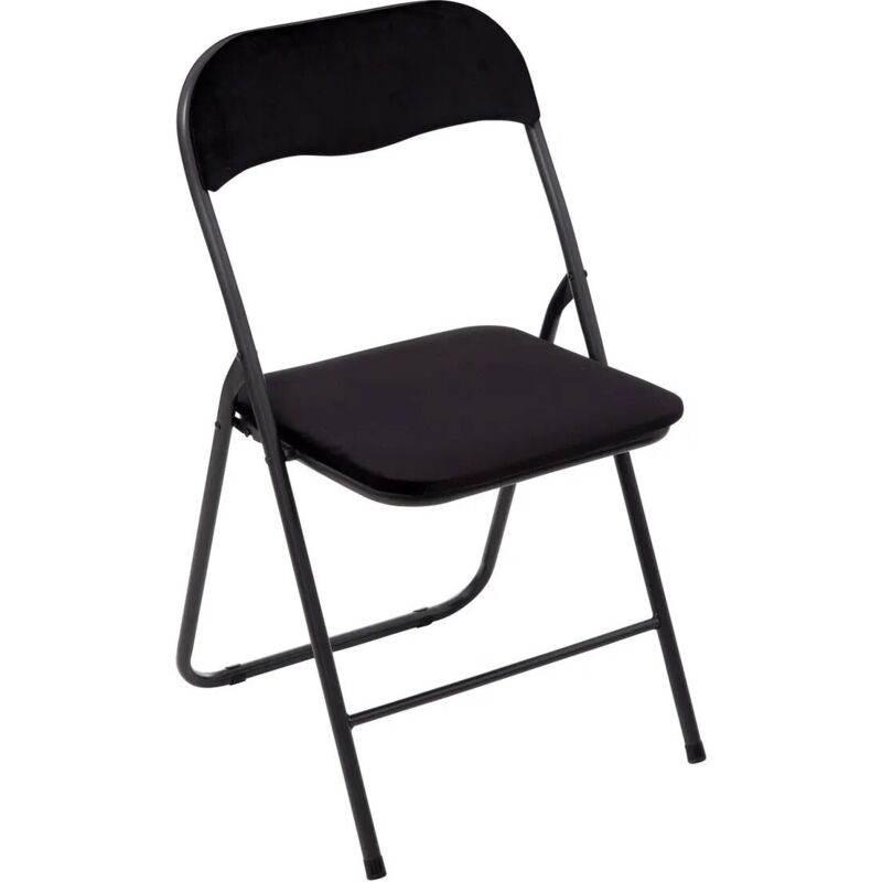 5Five Simply Smart – Chaise pliante velours noir 39x39x79 cm – Pliable pour rangement facile – Hauteur d'assise 43 cm – Structure acier robuste