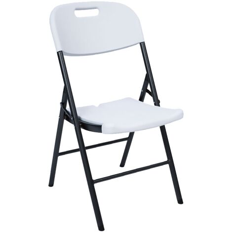 Chaise pliante White Party 55x46x87 cm en me'tal et plastique HDPE pour jardins exte'rieurs et e've'nements avec trou de poigne'e inte'gre'