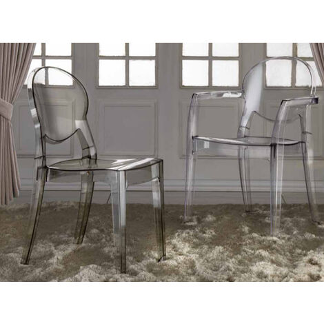 Chaise polycarbonate transparent Kay - Lot de 4-Fumée