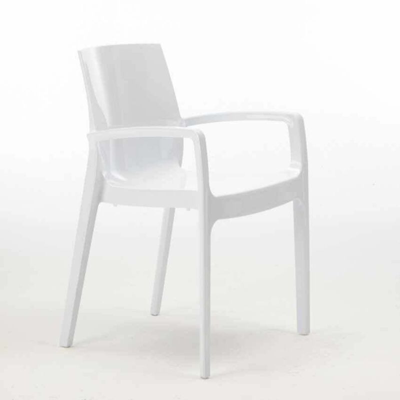 Chaise polypropylène empilable avec accoudoirs salle à manger Cream Grand Soleil - Blanc