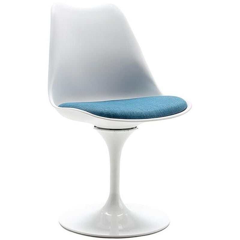 Vente-unique - Chaise en polypropylène, tissu et métal - Bleu et blanc - xafy