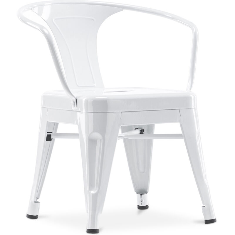 Privatefloor - Chaise enfant avec accoudoirs - Chaise enfant design industriel - Acier - Stylix Blanc