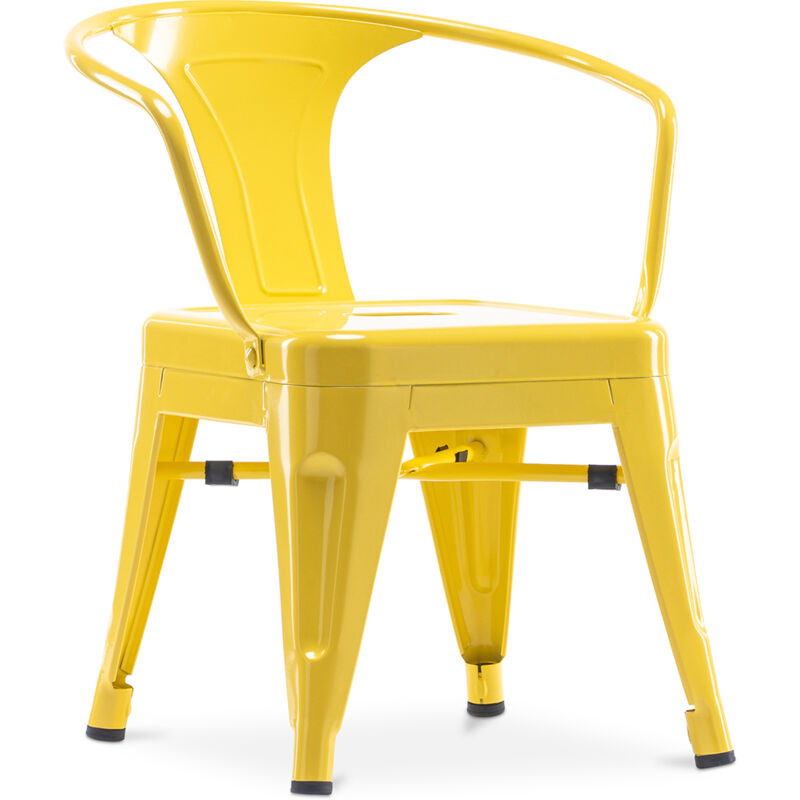 Chaise enfant avec accoudoirs - Chaise enfant design industriel - Acier - Stylix Jaune