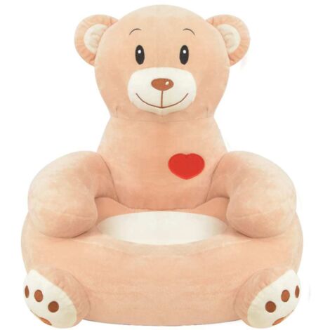 Chaise pour enfants en peluche ours Marron