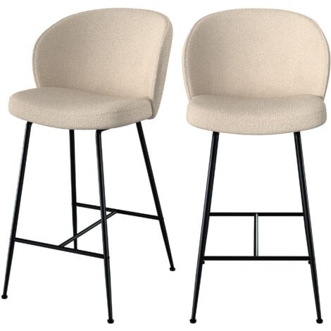 RENDEZ-VOUS DÉCO Chaise pour îlot central 66 cm en tissu bouclé beige (lot de 2) - GROOM