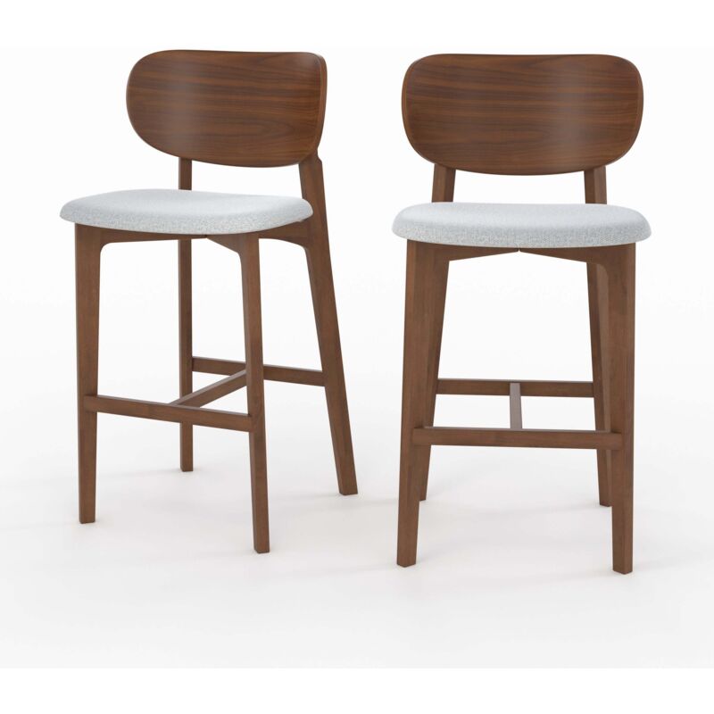 Rendez-vous Déco - Lot de 2 chaises pour îlot central 66 cm en bois et tissu gris clair - aria