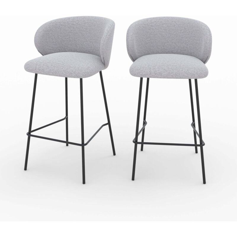 Rendez-vous Déco - Lot de 2 chaises pour îlot central en tissu gris clair 68 cm - victoria