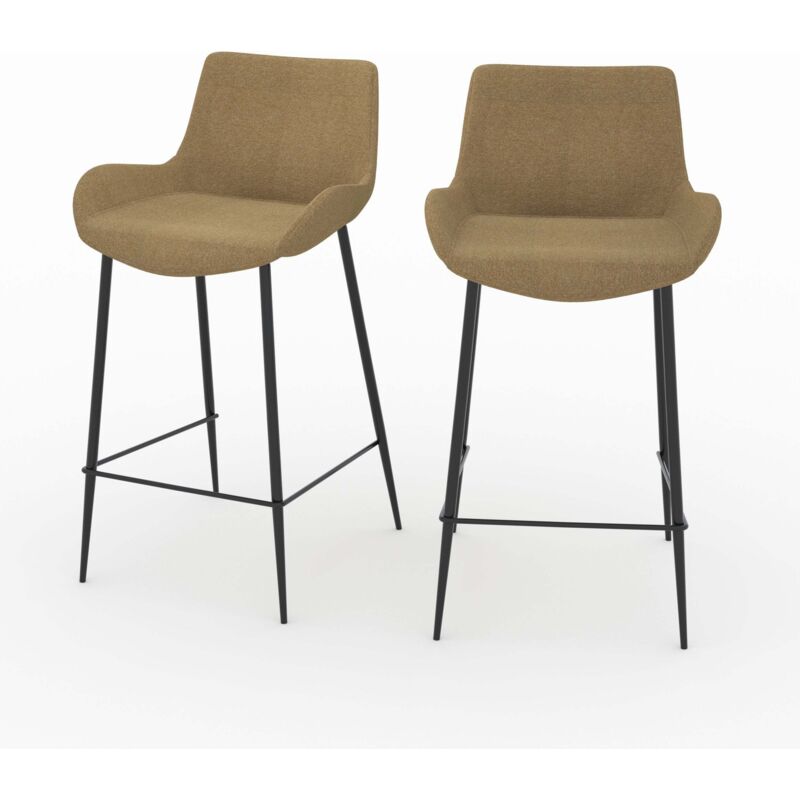 Lot de 2 chaises pour îlot central en tissu jaune 65 cm - PIRATA