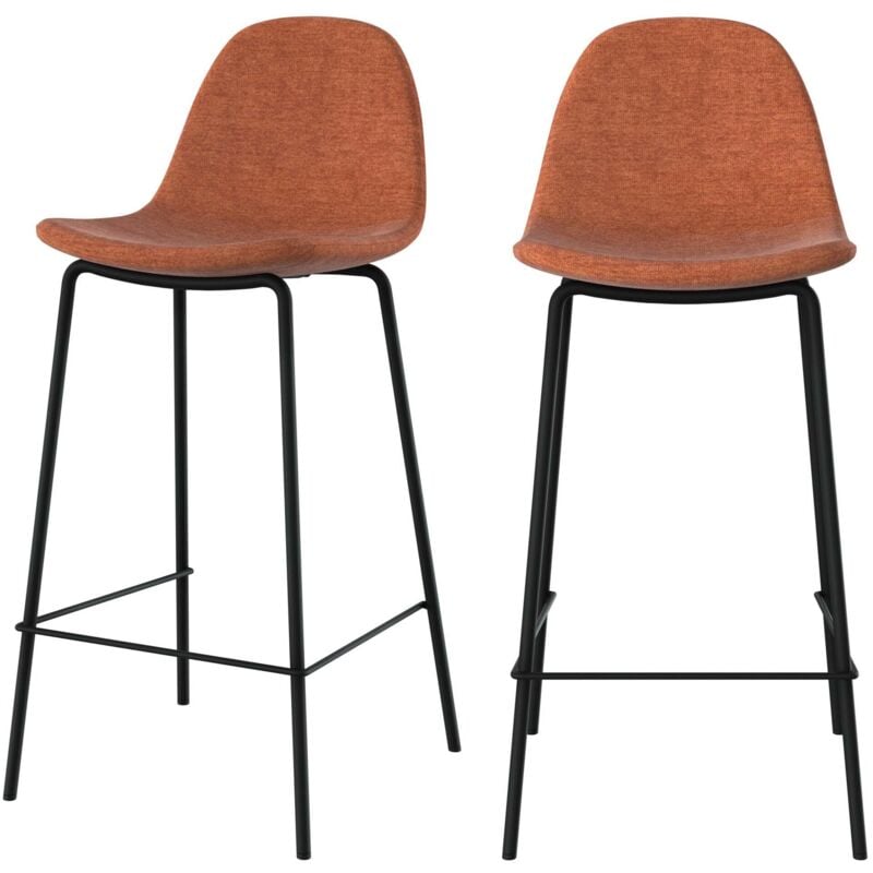 Rendez-vous Déco - Lot de 2 chaises pour îlot central en tissu terracotta 65,5 cm - henrik
