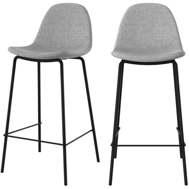 Rendez-vous Déco - Lot de 2 chaises pour îlot central en tissu gris clair 65,5 cm - henrik