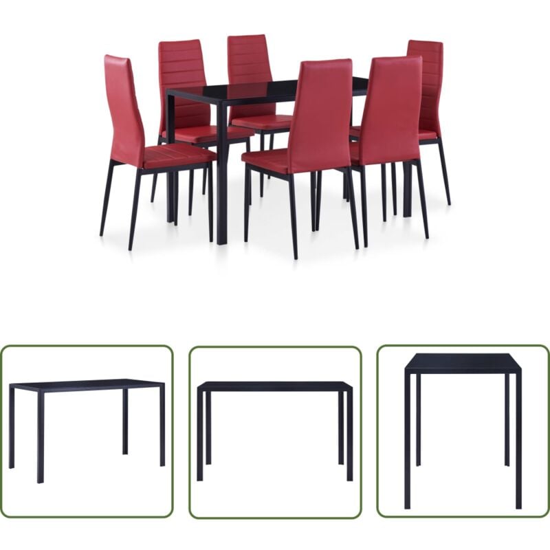 The Living Store Mobilier de salle à manger 7 pcs Rouge bordeaux - Ensemble De Table à Manger - Table Et Chaises - Mobilier De Salle à Manger - Table