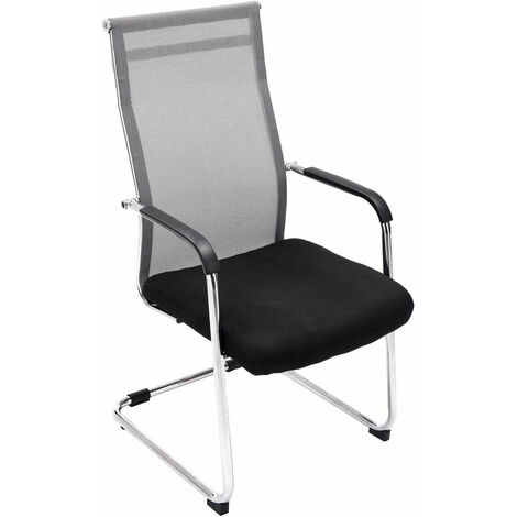 Chaise pour visiteur fauteuil de bureau avec accoudoirs gris pieds chromé BUR10145