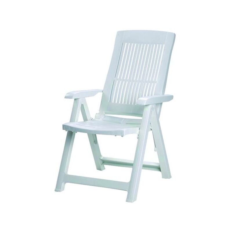 Folding White Polypropylene Armchair - Ideal for Indoor and Outdoor - 60W x 61D x 109H cm