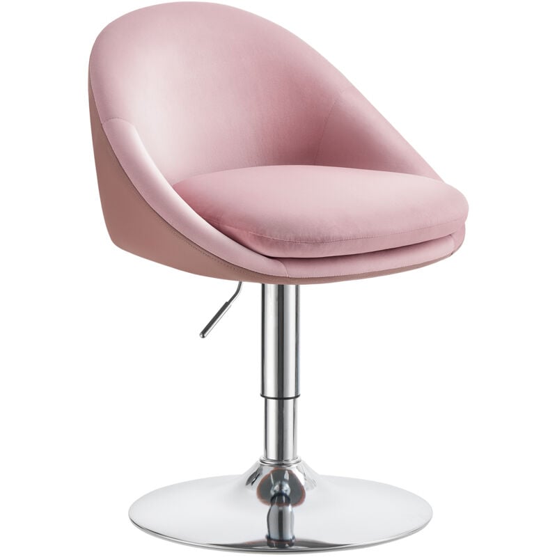 Vasagle - Chaise Réglable, Chaise de Coiffeuse, Fauteuil de Bureau Pivotant, Tabouret de Bar avec Dossier et Socle, en Acier, pour Bar, Bureau,