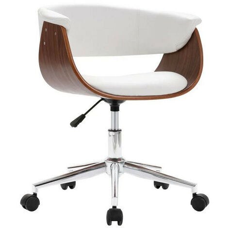 Chaise réglable simili cuir blanc et bois foncé Tessa