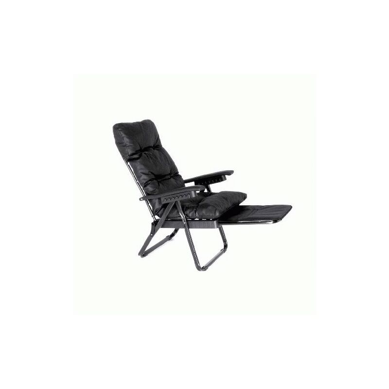Chaise relax fauteuil en a co-cuir noir avec rallonge et accoudoirs
