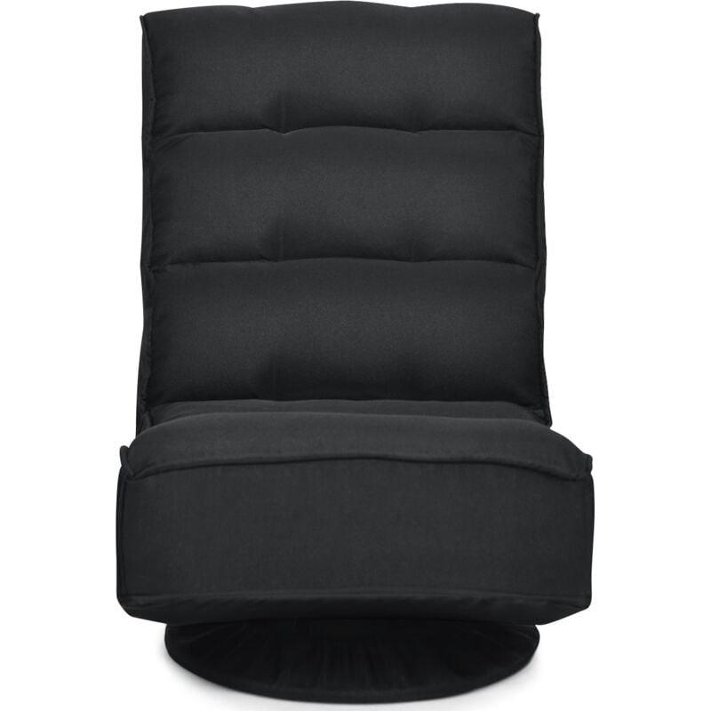 Chaise Relax Pliable Réglable 5 Positions Pivotant 360 Degrés Rembourrée Confortable Noir CW12795