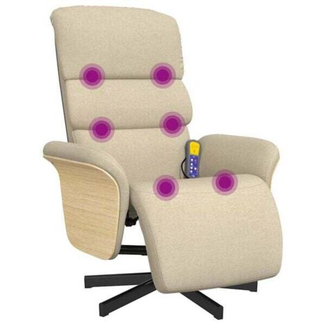 Chaise relaxante en tissu beige avec repose-pieds intégré – Fauteuil inclinable confortable pour salon, bureau ou chambre