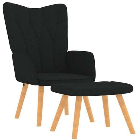 Chaise relaxante inclinable avec repose-pieds intégré – Fauteuil ergonomique en tissu noir pour salon ou bureau