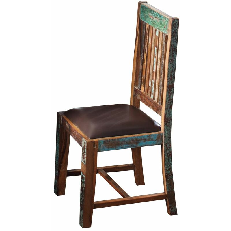 Massivmoebel24 - Chaise rembourée 45x45 Bois de récupération laqué Multicolore nature of spirit 56