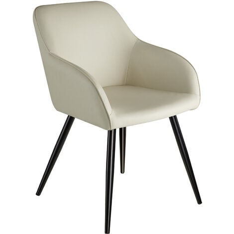 Chaise rembourrée avec revêtement en tissu pied acier crème/noir