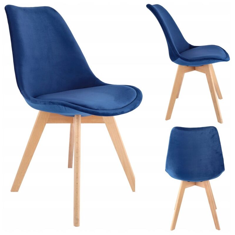 Chaise rembourrée en velours BARI bleu marine