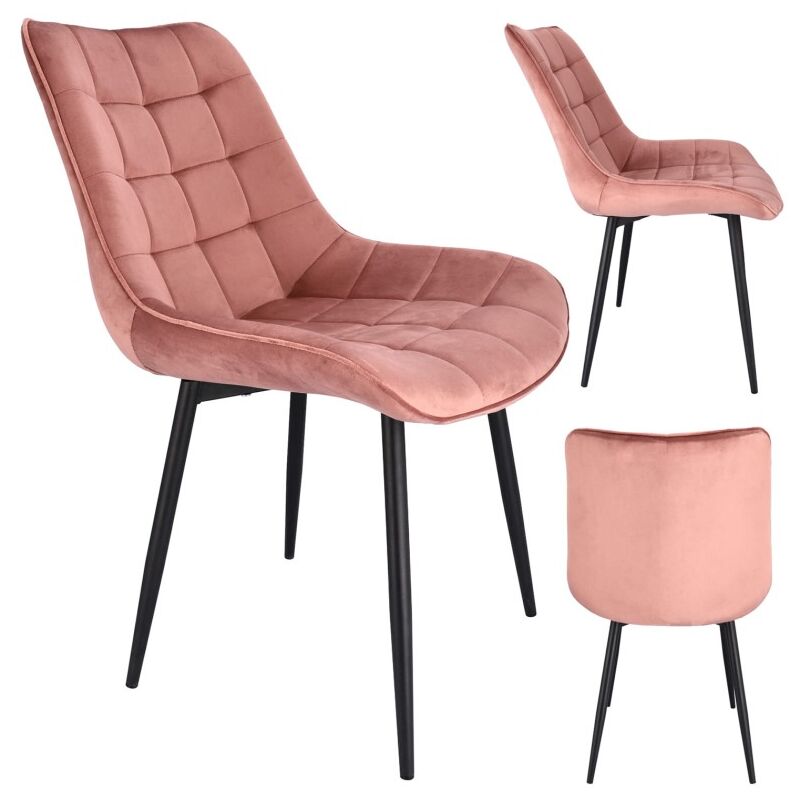 Chaise rembourrée en velours rose MISTY
