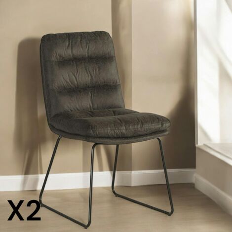 Chaise rembourrée grise EPIKA (lot de 2)